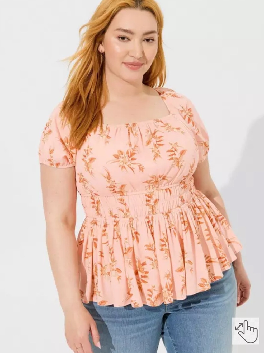 Torrid Crinkle Gauze Cris Cross Back Floral Top Blouse Pink Size Large